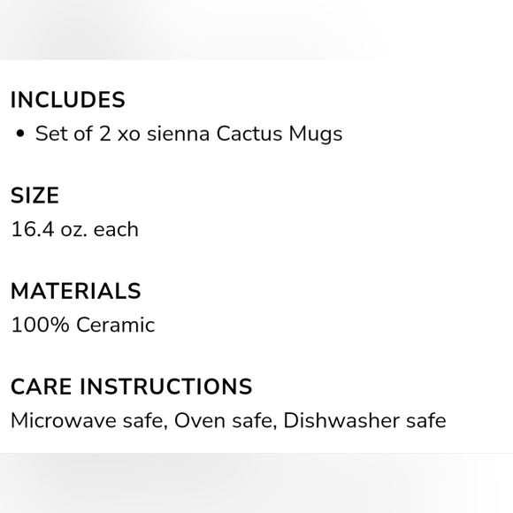 🆕️ XO Sienna Set of 2 Cactus Mugs - Picture 2 of 3